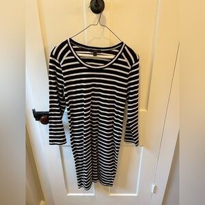 Beautiful J.Crew Black and White Stripe Dress with Full side zips size small